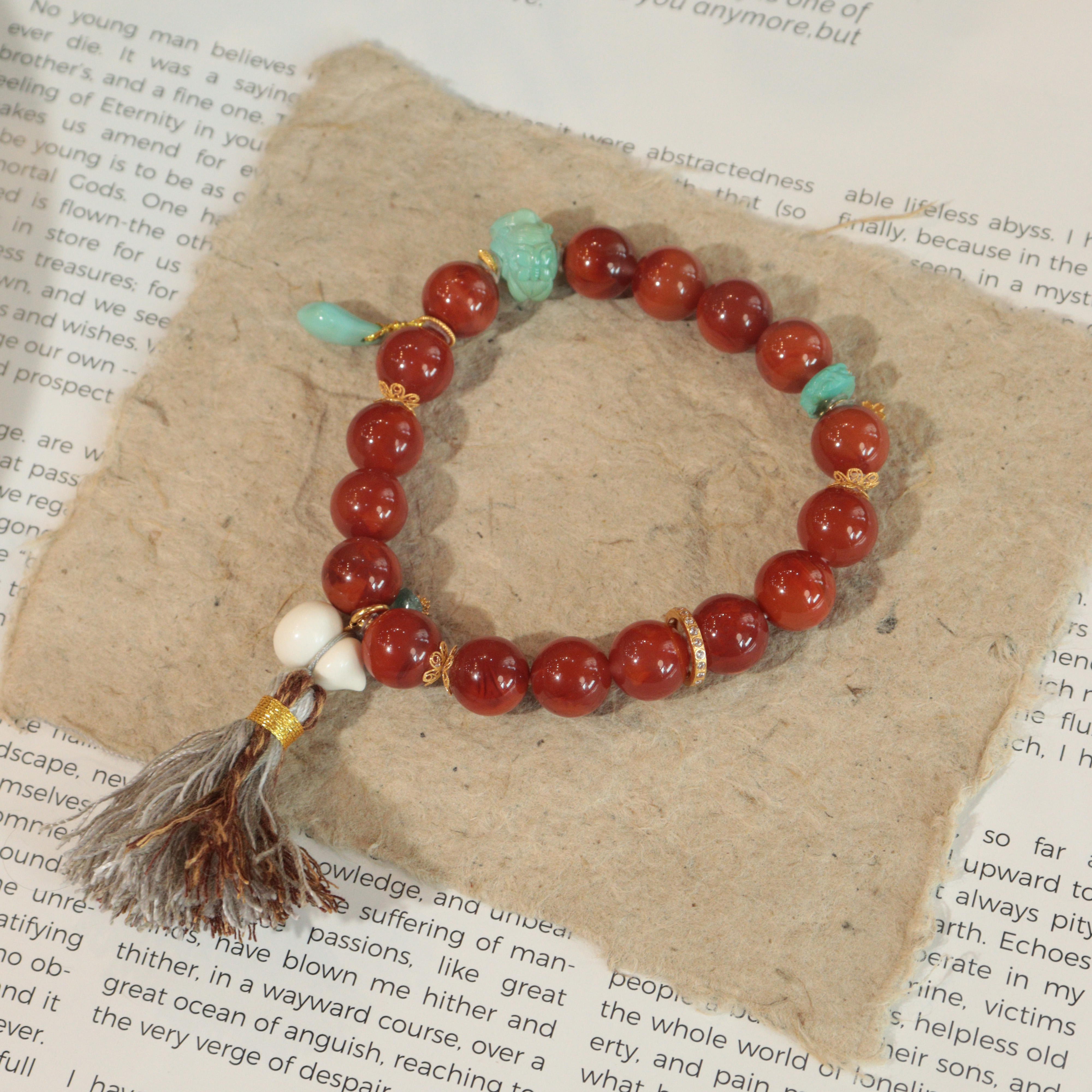 霖泽|南红圆珠手链18k金LZ2025122903