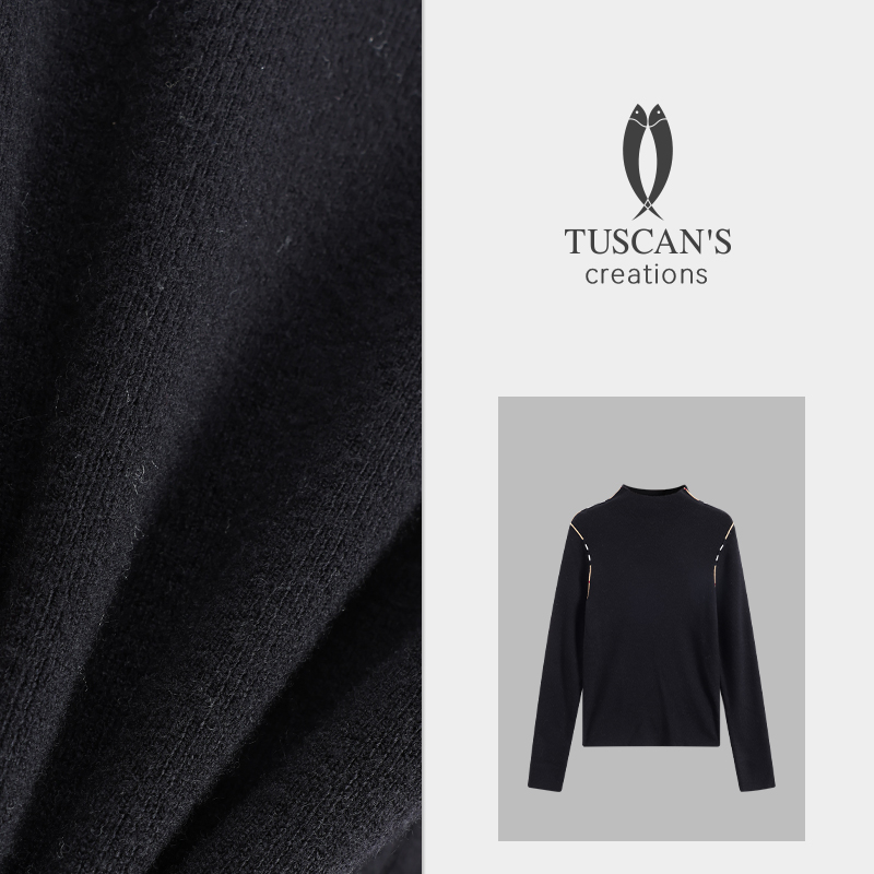 TUSCAN'S CREATIONS秋冬长袖半高领毛针织衫修身保毛衣打底衫