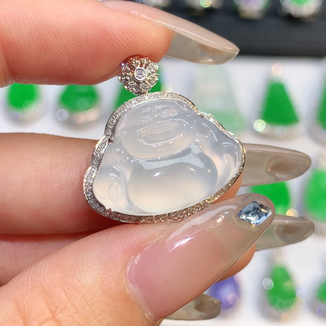 翡翠18K金镶嵌吊坠(不含链)