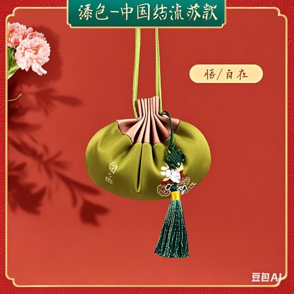 绿色荷花随身香囊