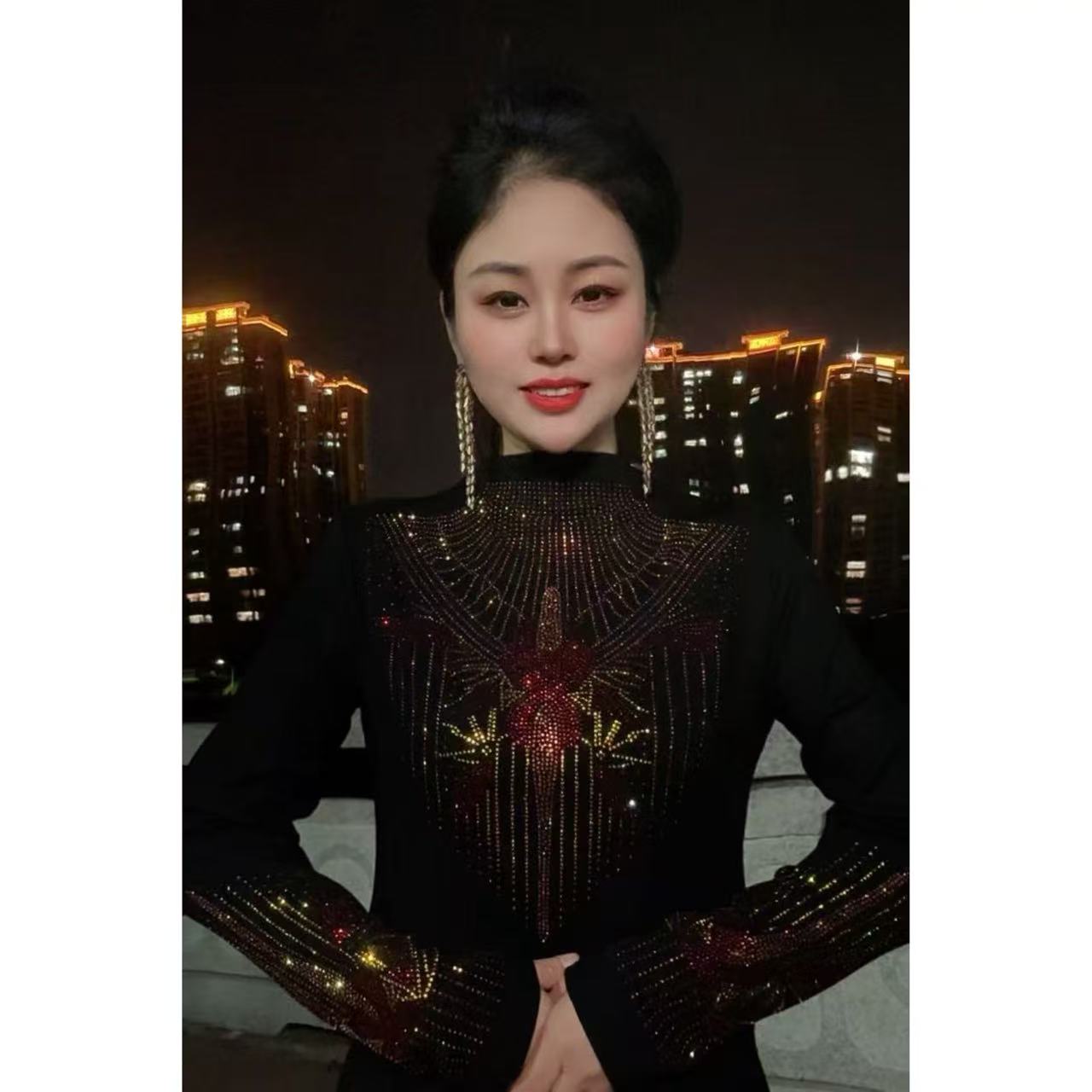 【香香爆款827#加绒】打底衫女内搭秋冬时尚烫钻上衣修身显瘦