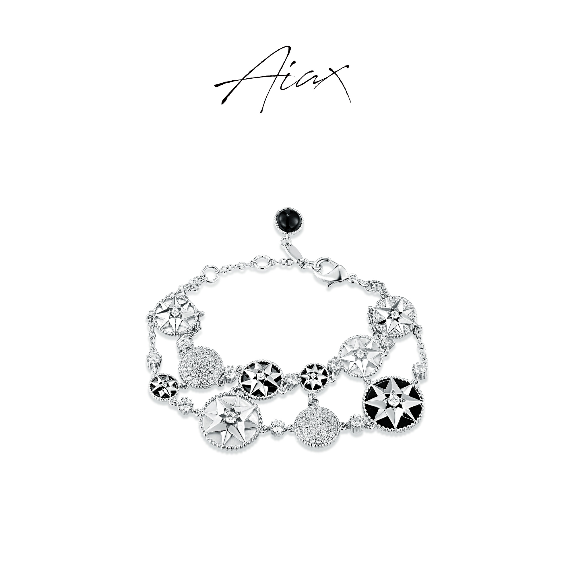 AIAX 镀K金 经典轻奢立体幸运罗盘八芒星手链TSS7196