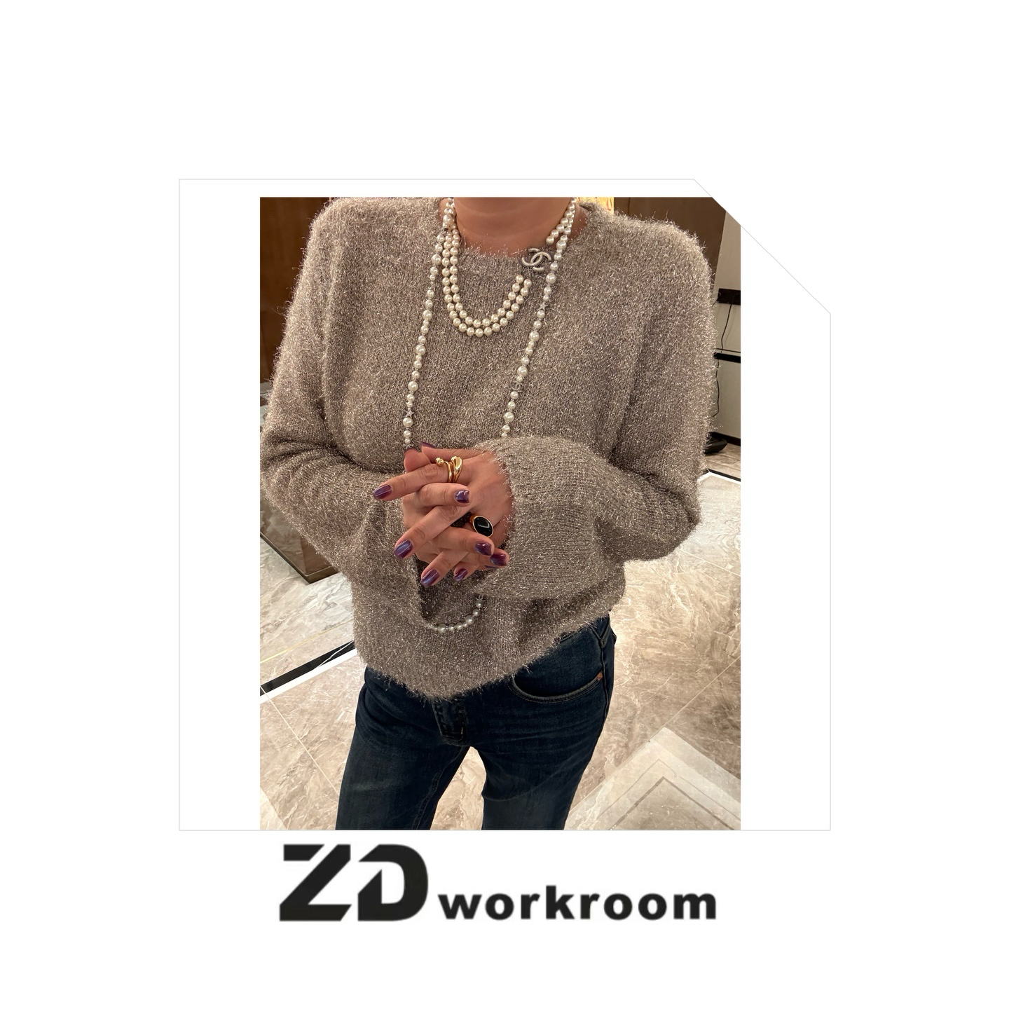 【Z.D/WORKROOM】【金粉世家】秋冬混纺超柔金银绒线喇叭袖毛衣(不扎）