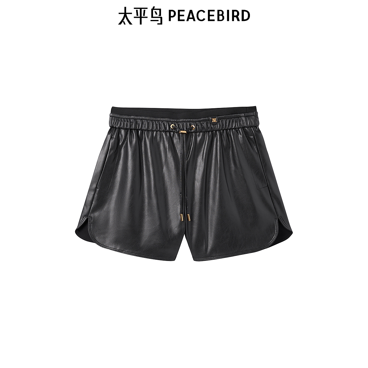 【陈嘉尔专属】太平鸟女装秋冬品质PU短裤A1GCE4178