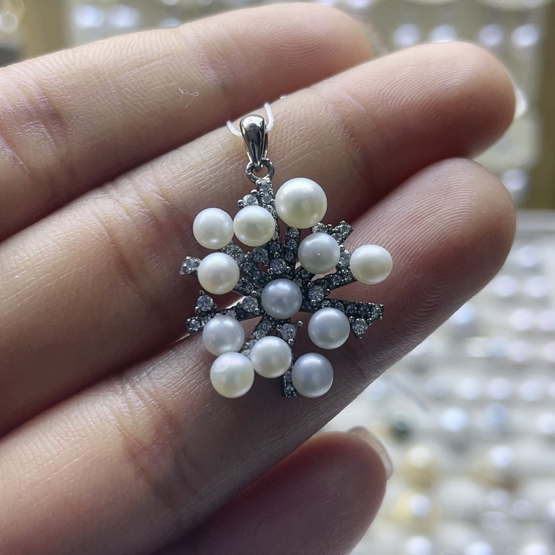 淡水珍珠颈饰银S925镶嵌