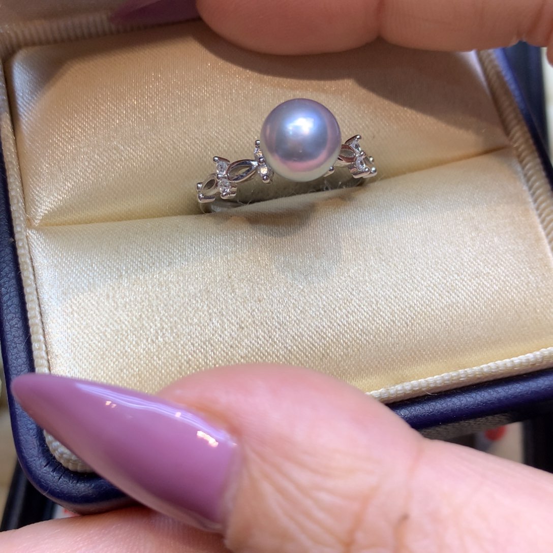 银S925镶嵌戒指海水珍珠