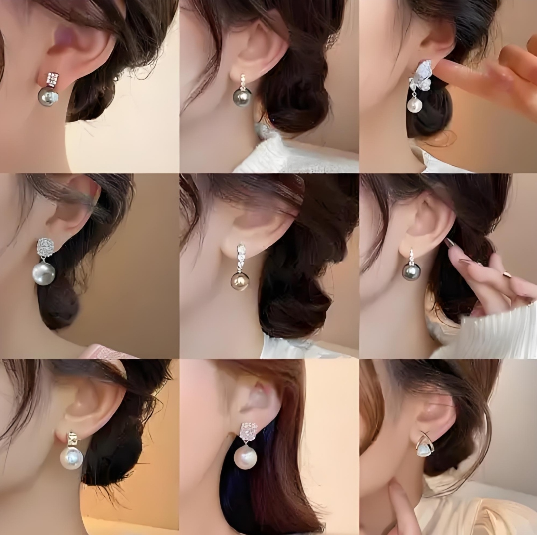 925银玻璃耳饰 925银合成锆石耳饰迷你小熊蝴蝶结耳钉送女友