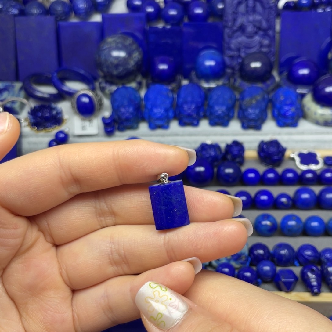 青金石银S925镶嵌吊坠