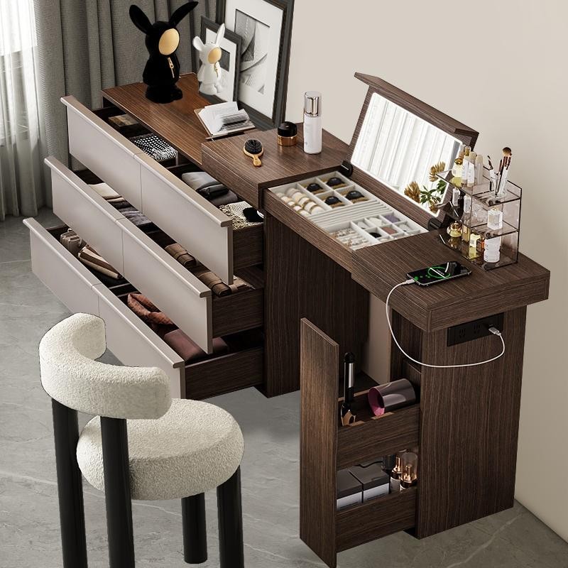 焱域2026升级新款梳妆台实木斗柜一体卧室家用收纳化妆桌实木高端