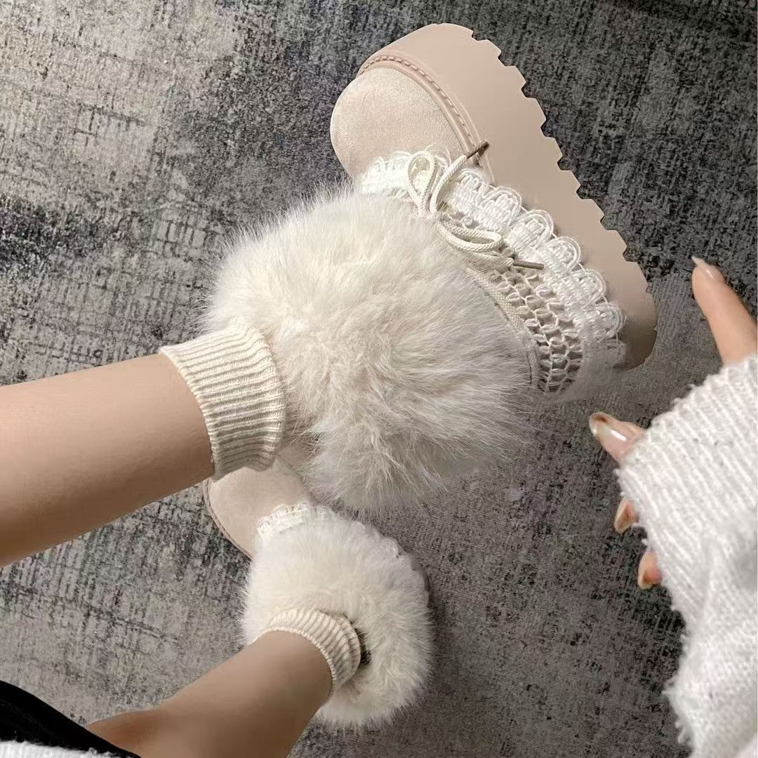 东北大棉鞋厚底加绒保暖雪地靴女2026新款冬季增高防滑加棉毛毛靴