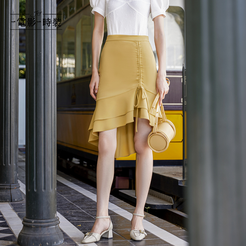 【老板娘夏天】一电影一时装抽绳包臀不规则鱼尾裙FCDQ127682