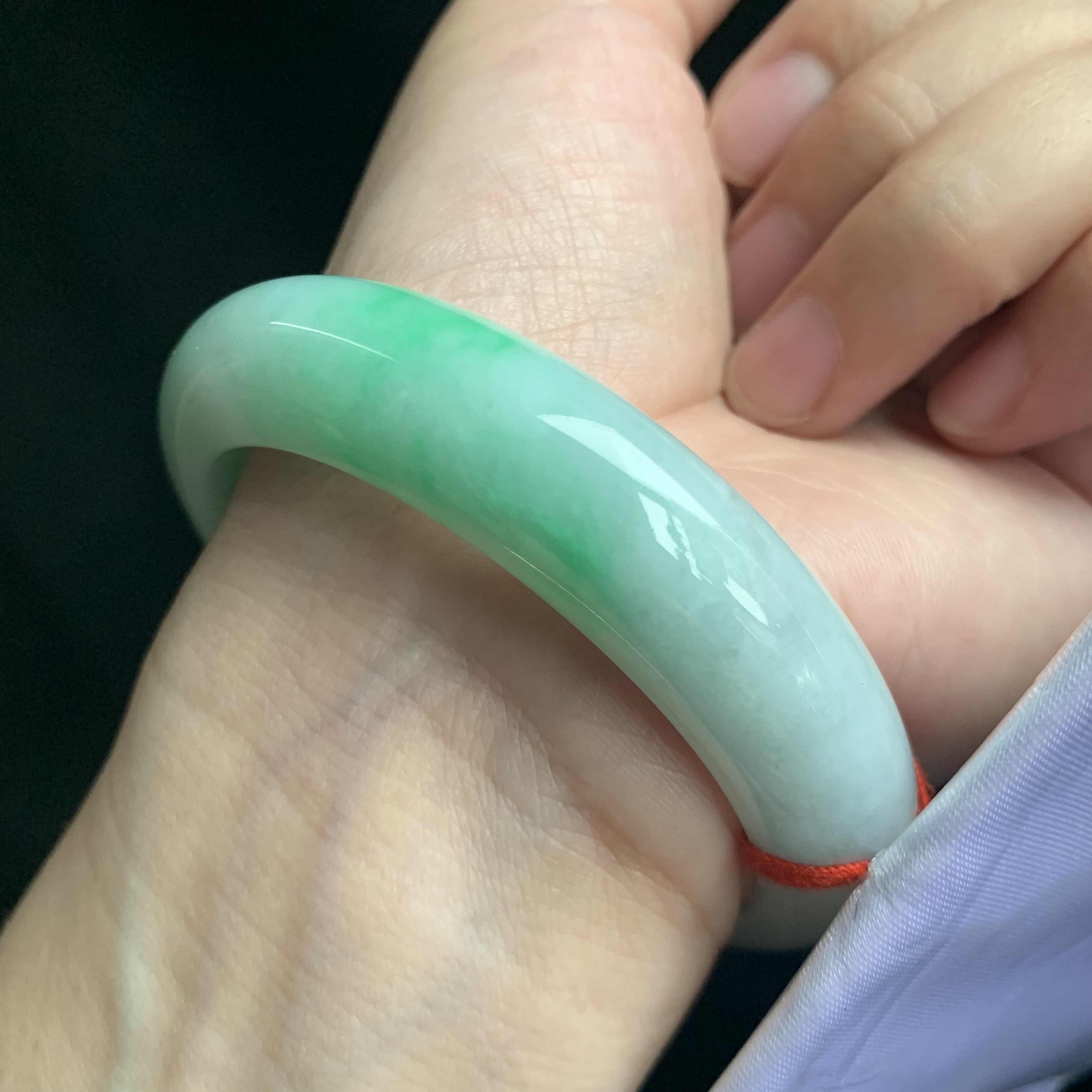 56圈飘阳绿手镯6262有纹56.2-13.6-8.8宽边轮胎天然翡翠阳绿手镯