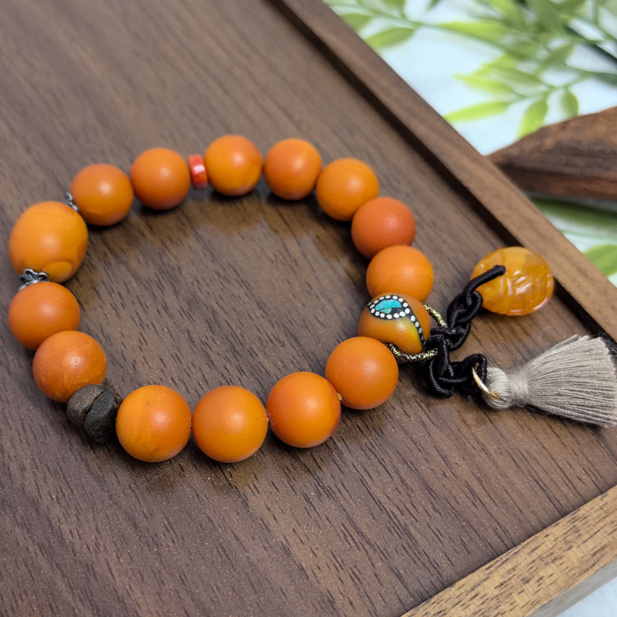 【蜜语】原矿天然蜜蜡橘皮圆珠时尚珠宝 多样性发一