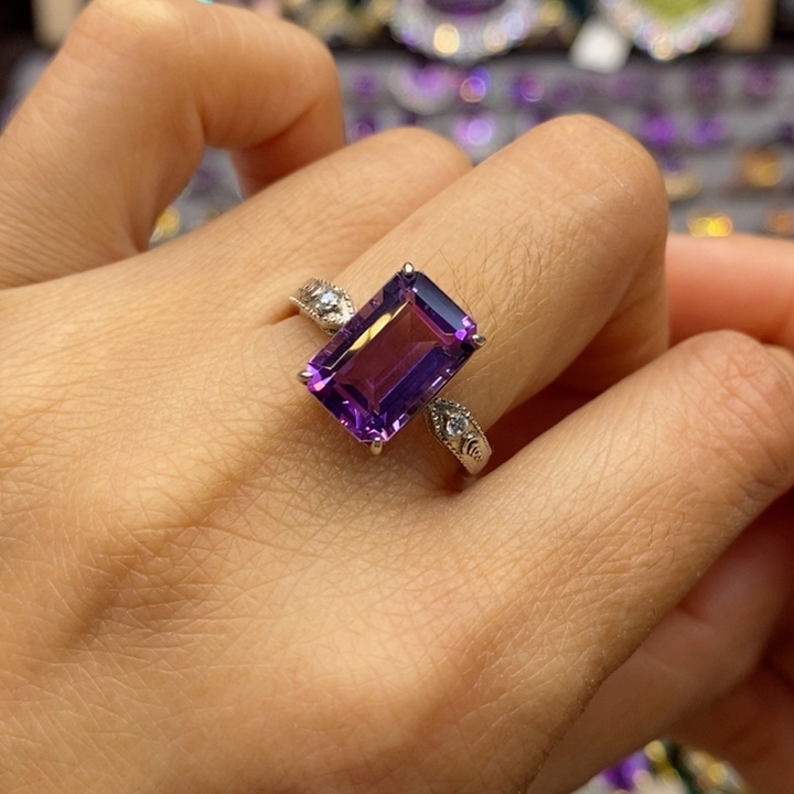 水晶戒指银S925镶嵌天然水晶戒指