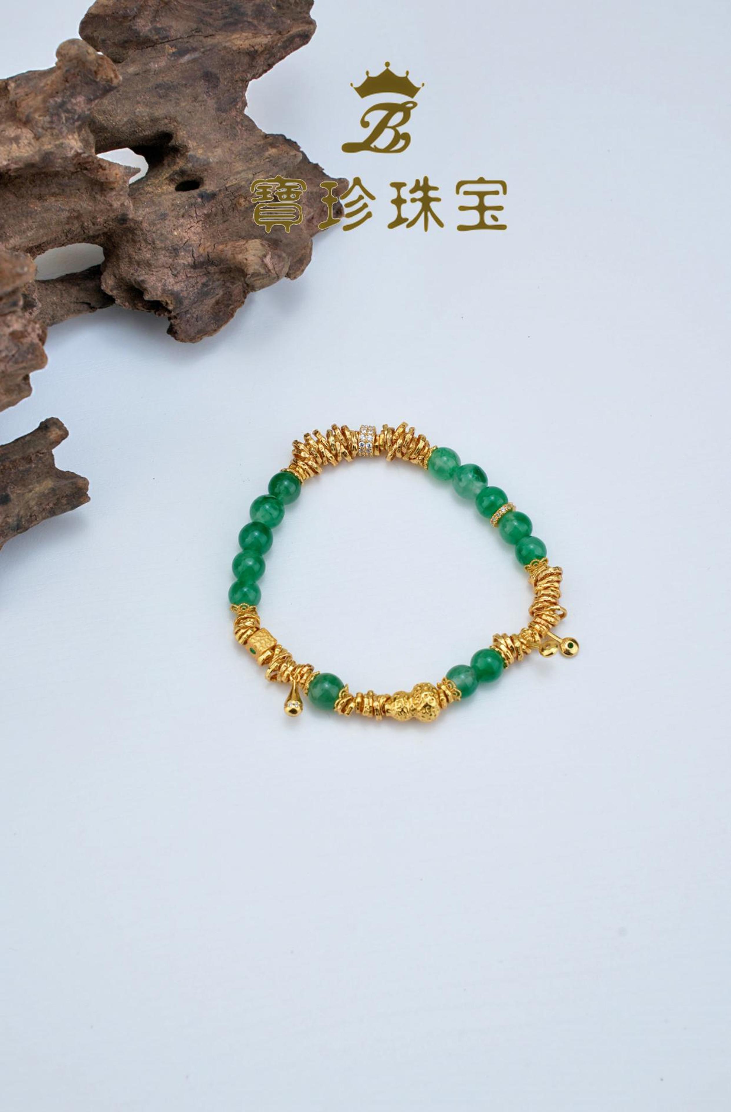 宝珍纯天然非洲翠 原创设计复古精美千金风非洲翠盘缠手串