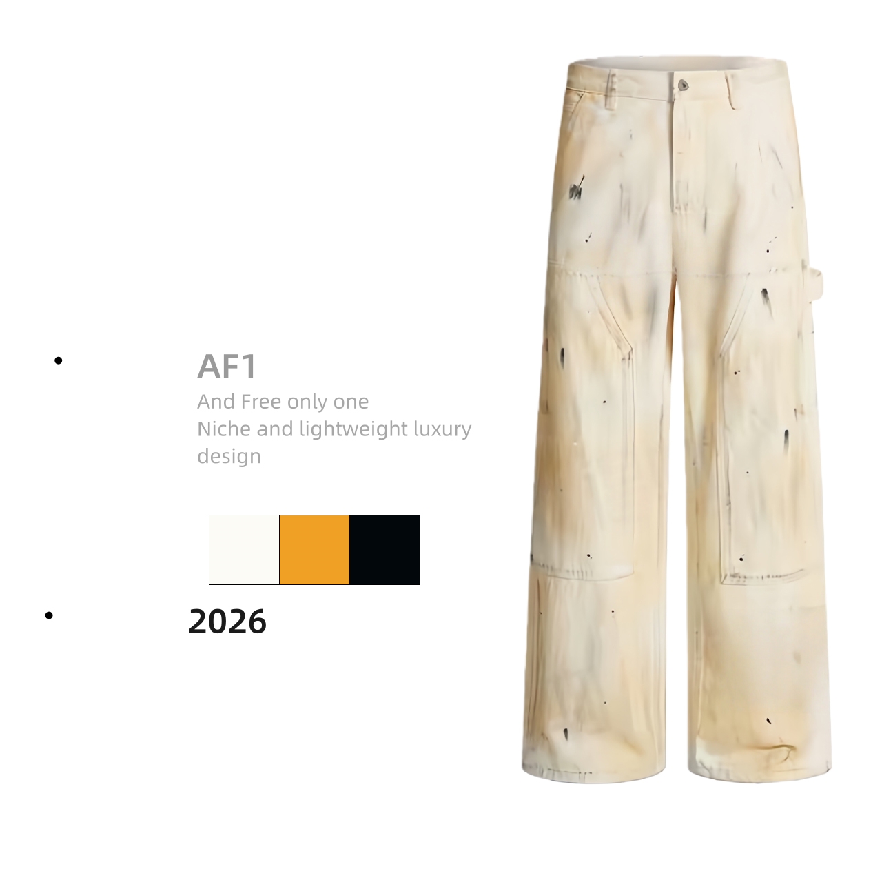 AF1轻奢高定水洗休闲风拉链直筒裤春秋牛仔裤复古夏季牛仔裤男款