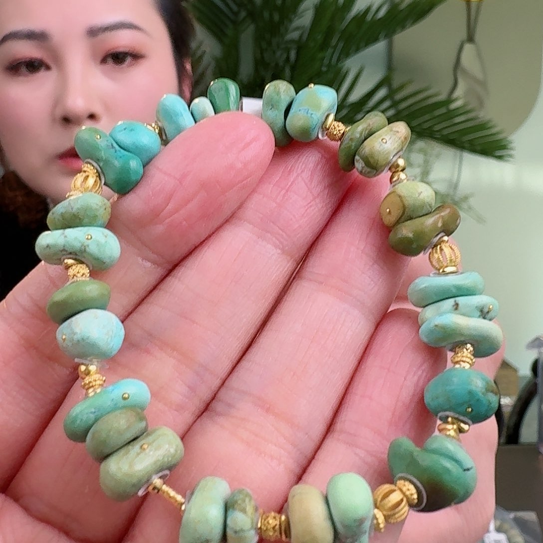 绿松石珠宝奇石18K金镶嵌