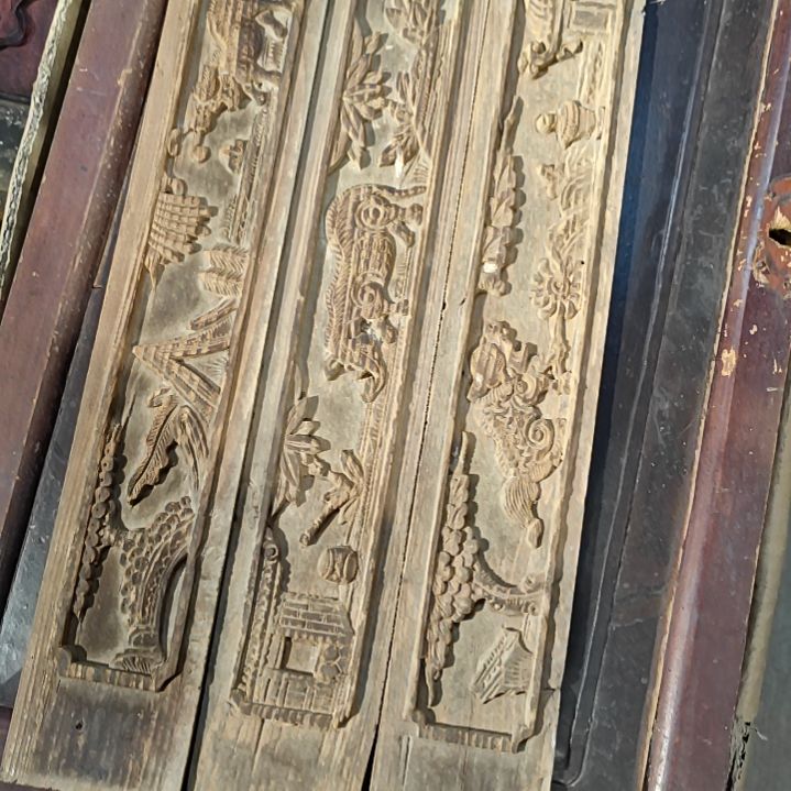 香榧木风*老木雕老花板一套三片