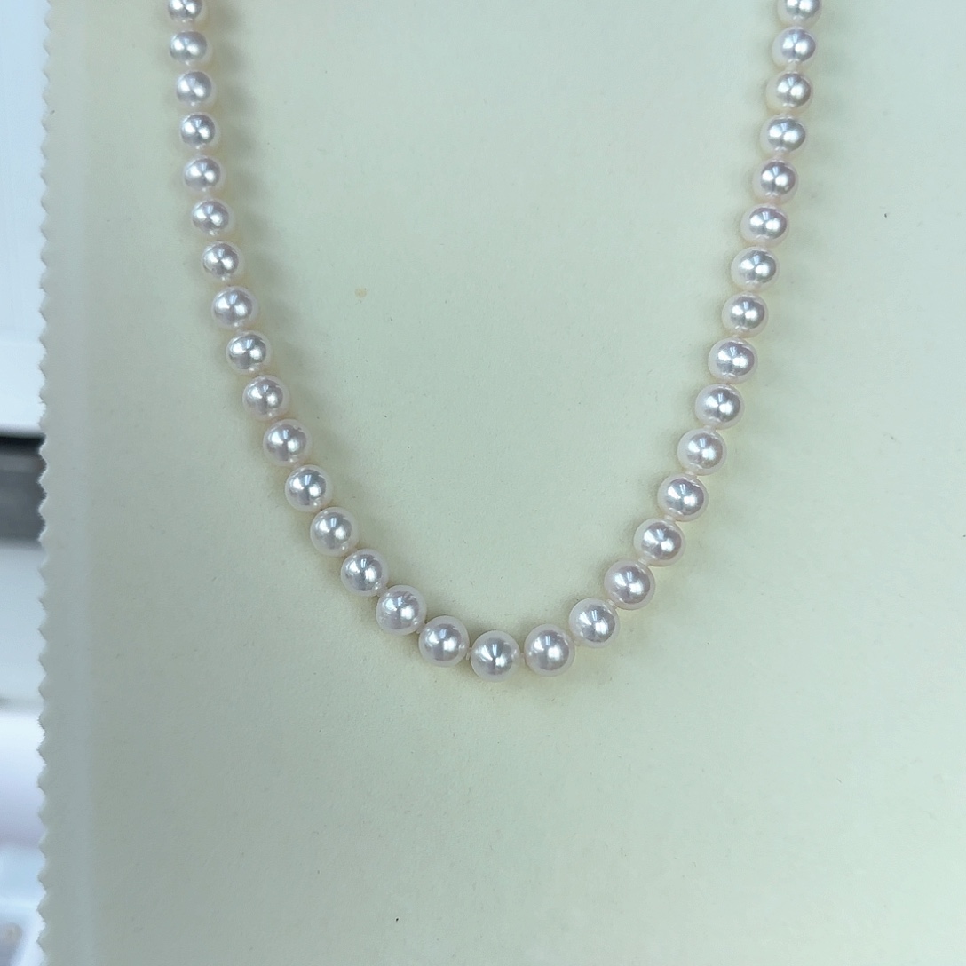 淡水珍珠银S925镶嵌颈饰8-9无核极光镜面正圆炫彩冷白