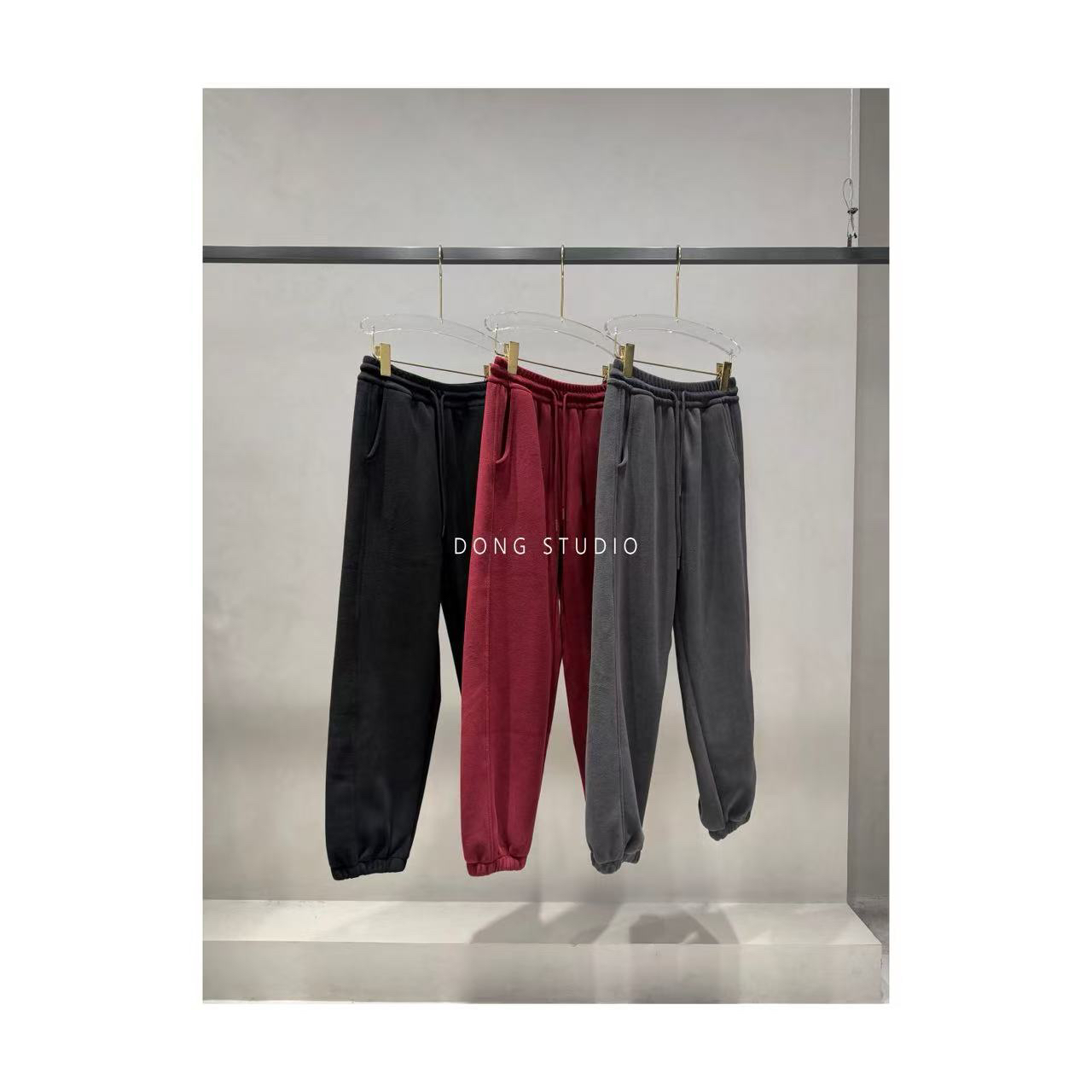 糯米裤-加绒加厚松紧腰束脚休闲卫裤J7830