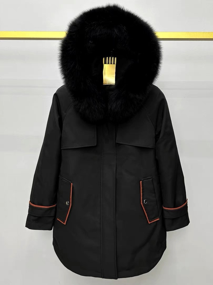 新款女款派克服狐狸毛领兔毛内胆