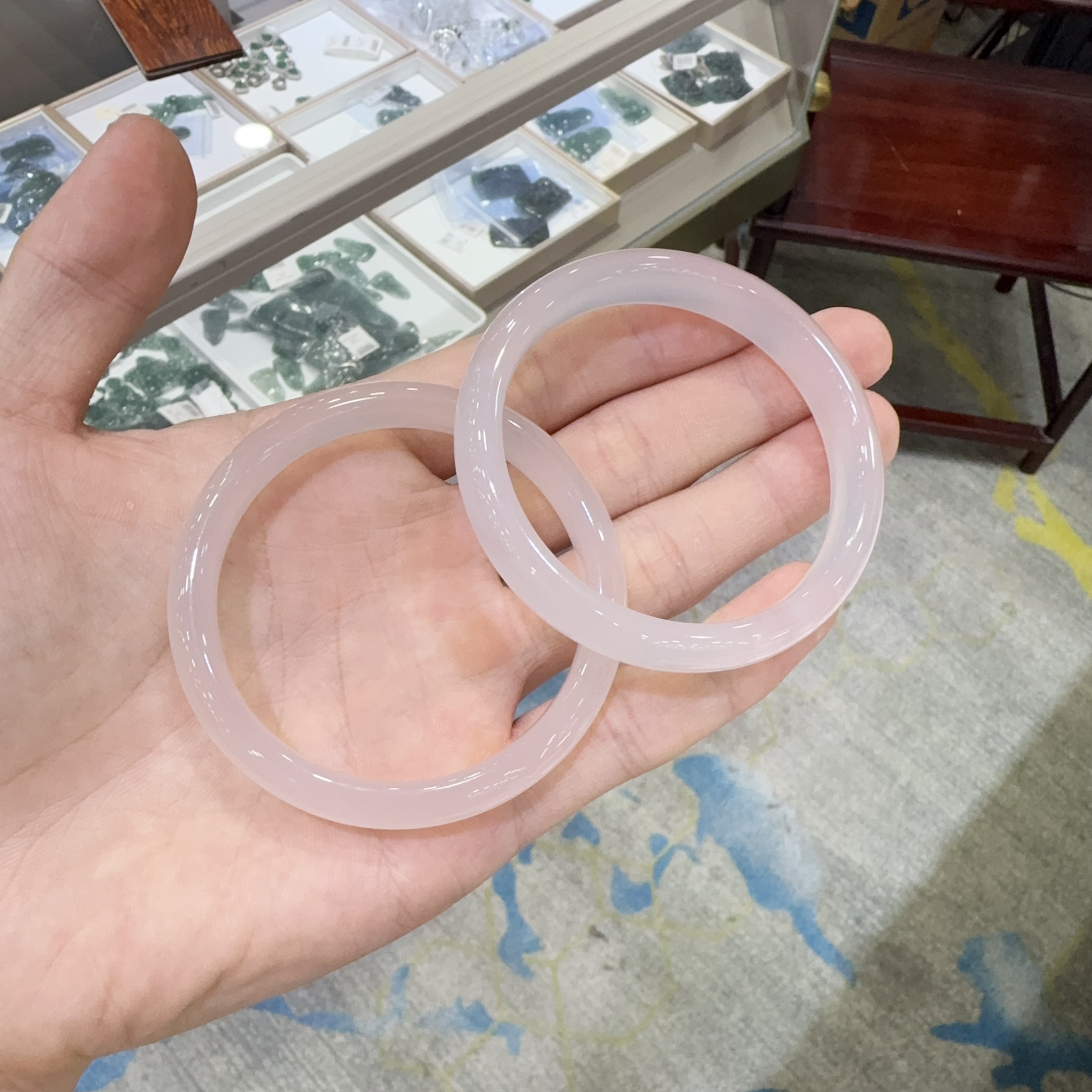 天然玉髓藕粉正宽手镯多样性发其一Ls带天然纹理结构