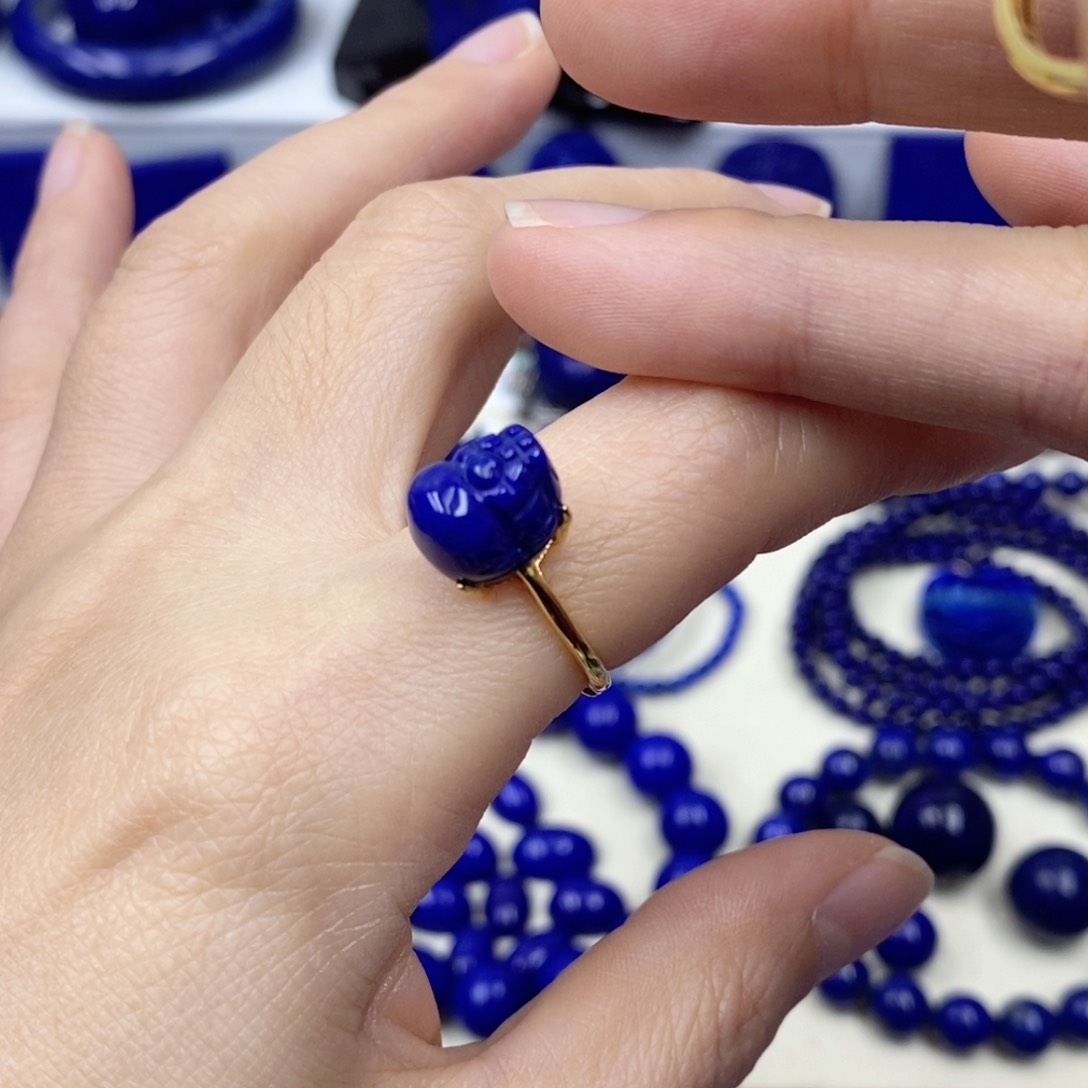 青金石戒指银S925镀金镶嵌