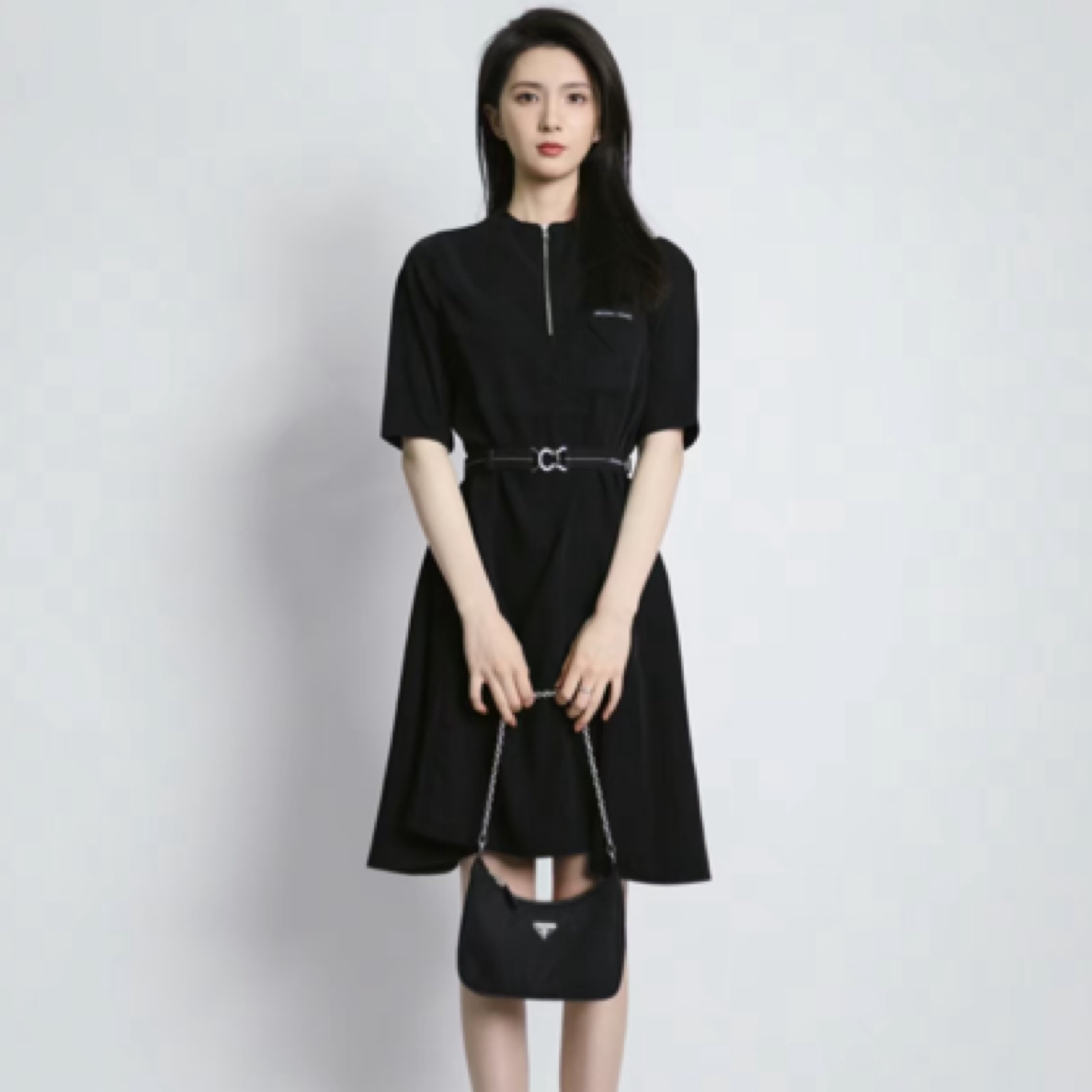 99新 Prada/普拉达 rou33/休闲连衣裙 聚酯纤维 38码
