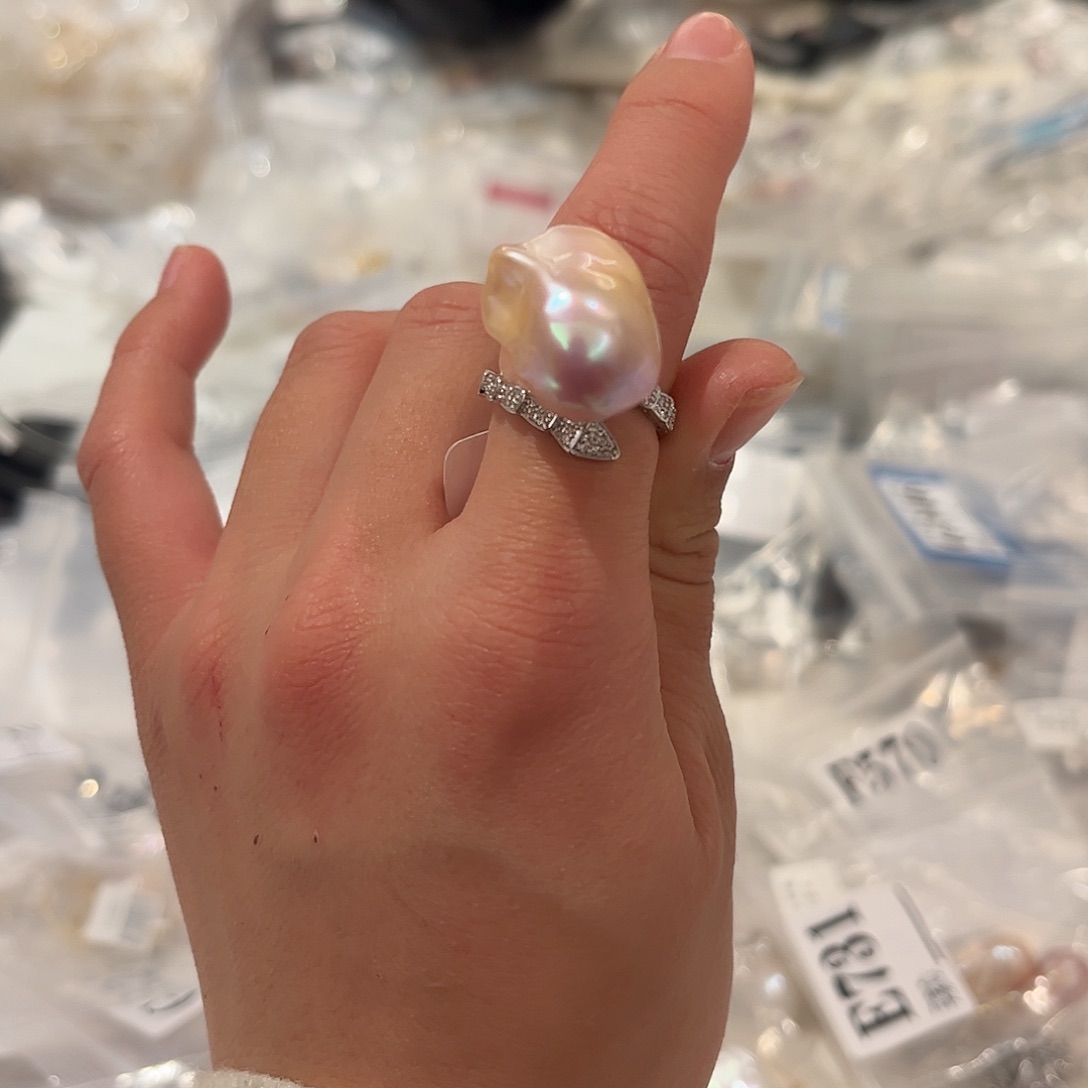 淡水珍珠戒指合金