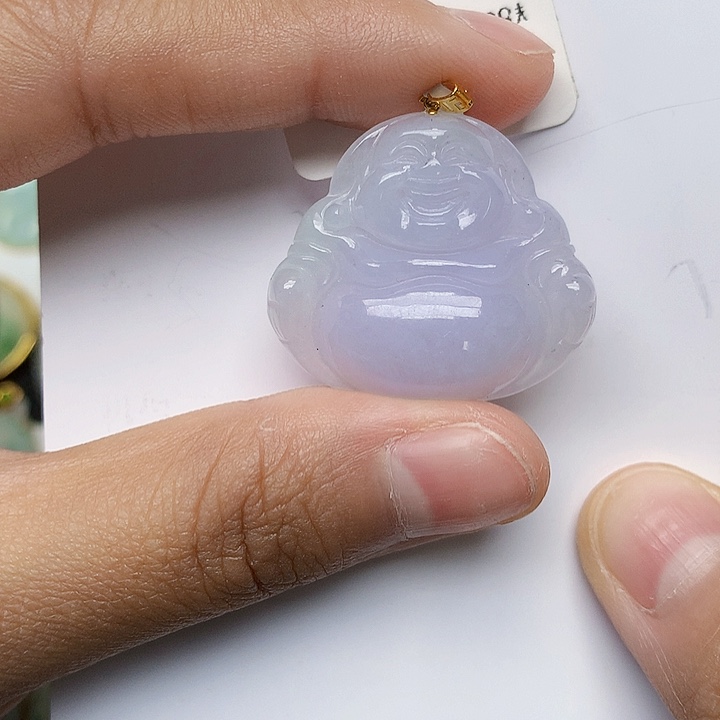 颈饰18K金镶嵌翡翠天然翡翠