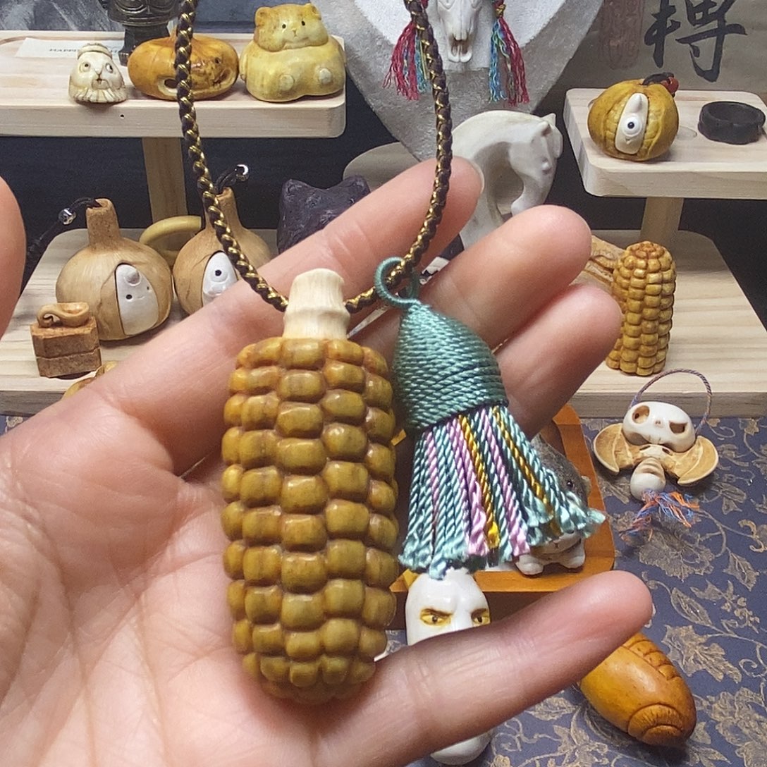 鹿骨手串/手链鹿角根付配饰玉米把件
