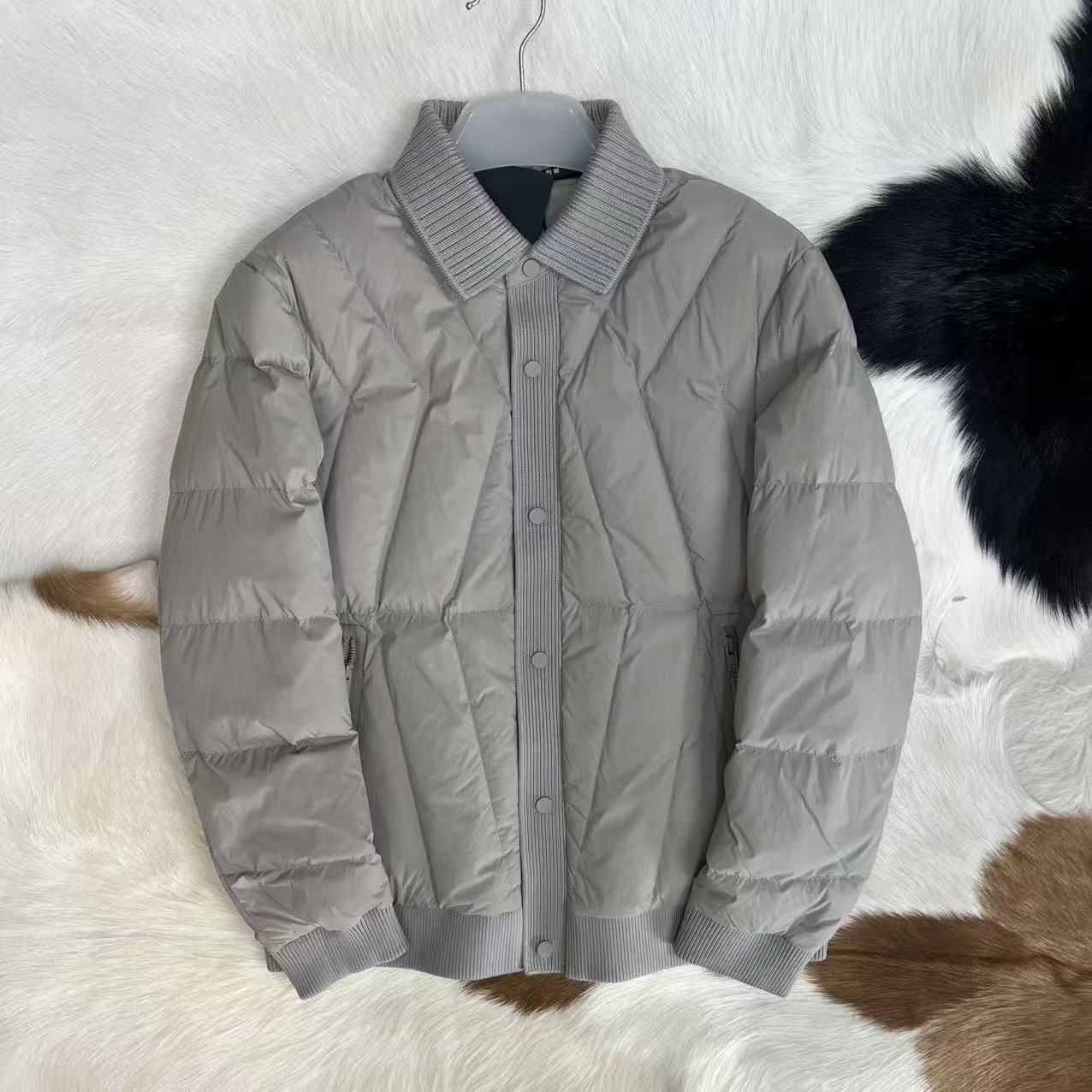 大厂货源细节拉满85%白鸭绒 男士针织拼接羽绒服外套开衫上衣5021