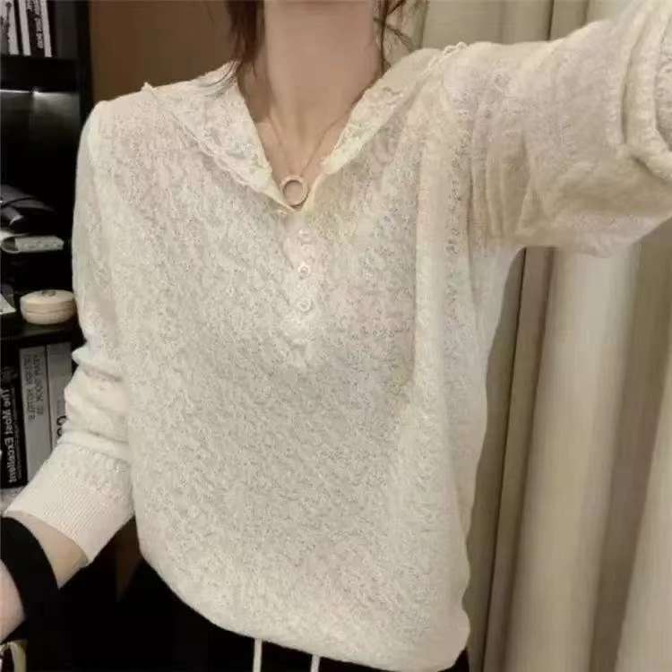 【zonefive】秋季蕾丝甜美风潮牌女装网红毛衫帽衫打底衫百搭时尚