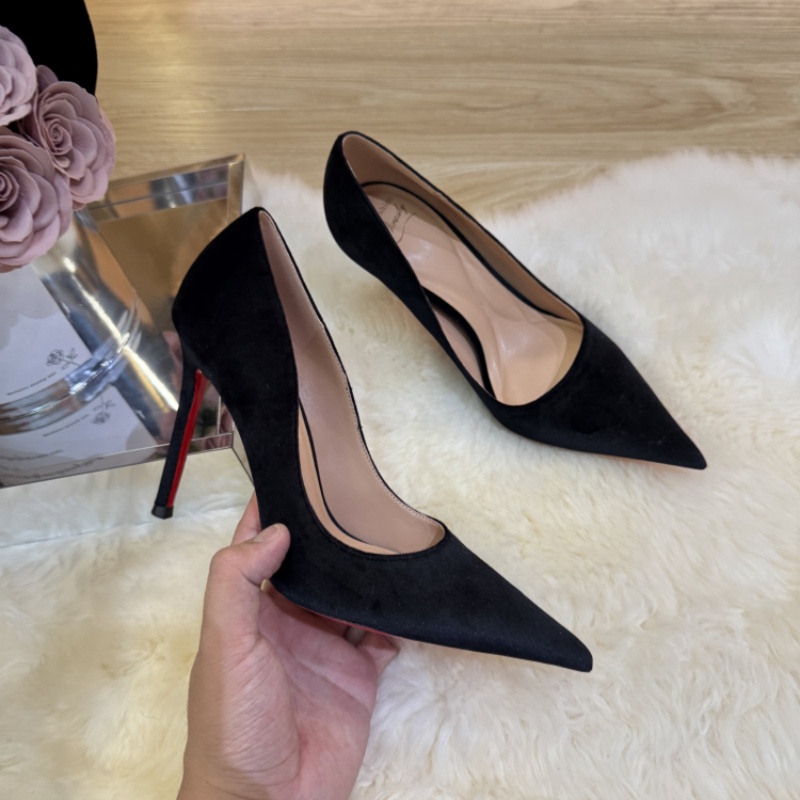 升级版黑色红底高跟鞋女2025新款细跟气质高级不累脚御姐性感尖头