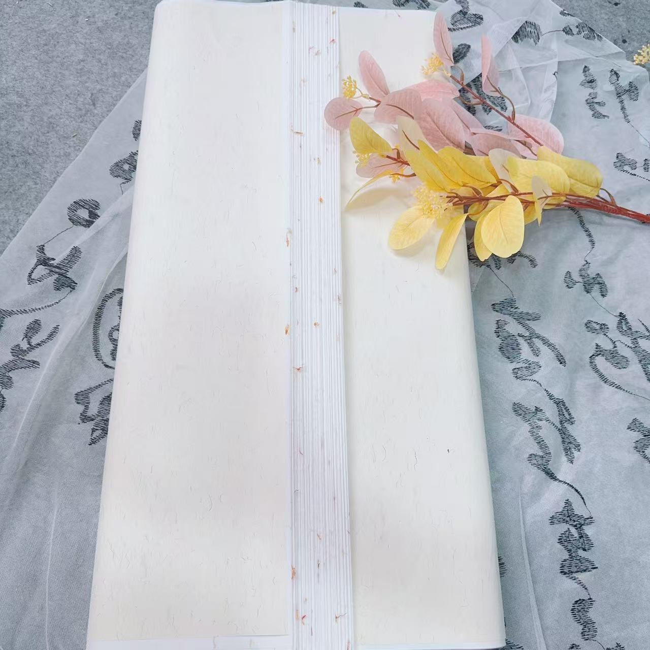 四尺六尺整张红花楮皮三分熟宣纸用于行草书创作