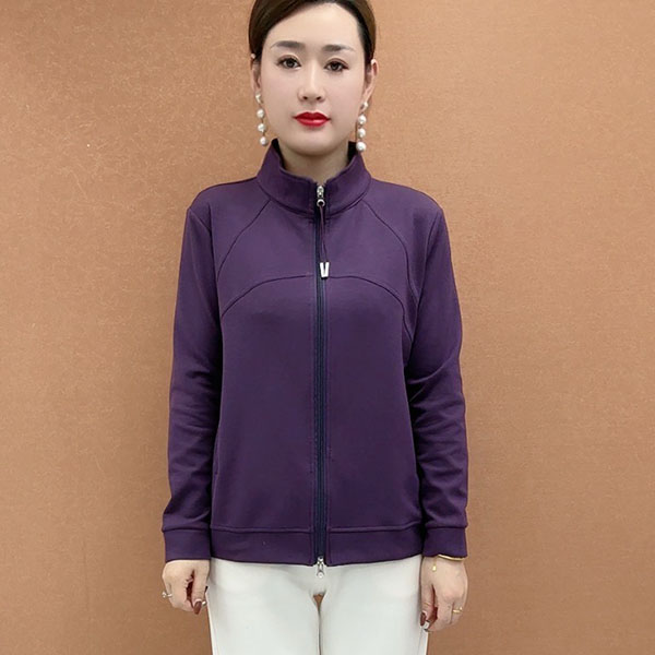 春秋立领显瘦女外套时尚透气上衣拉链薄款百搭休闲宽松妈妈装