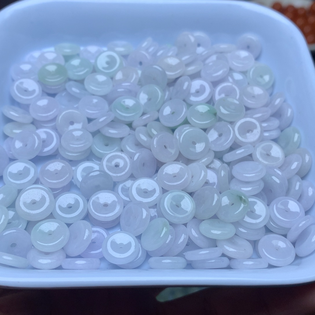 【闪购商品】翡翠手链未镶嵌卡9冰淡紫平安扣30个