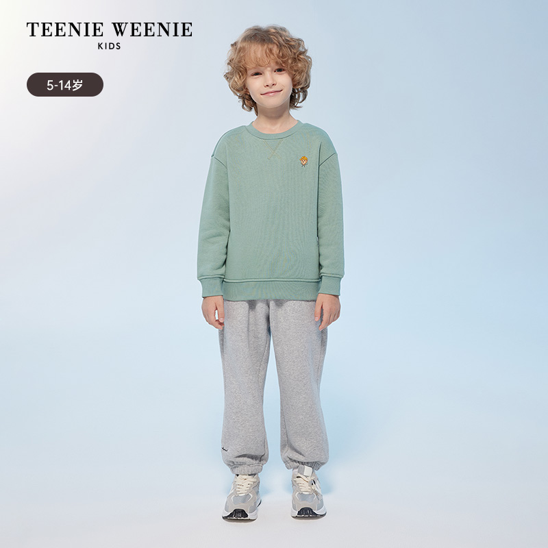 TeenieWeenie Kids小熊童装秋冬季款绣加绒套头卫衣TKMW244T01A
