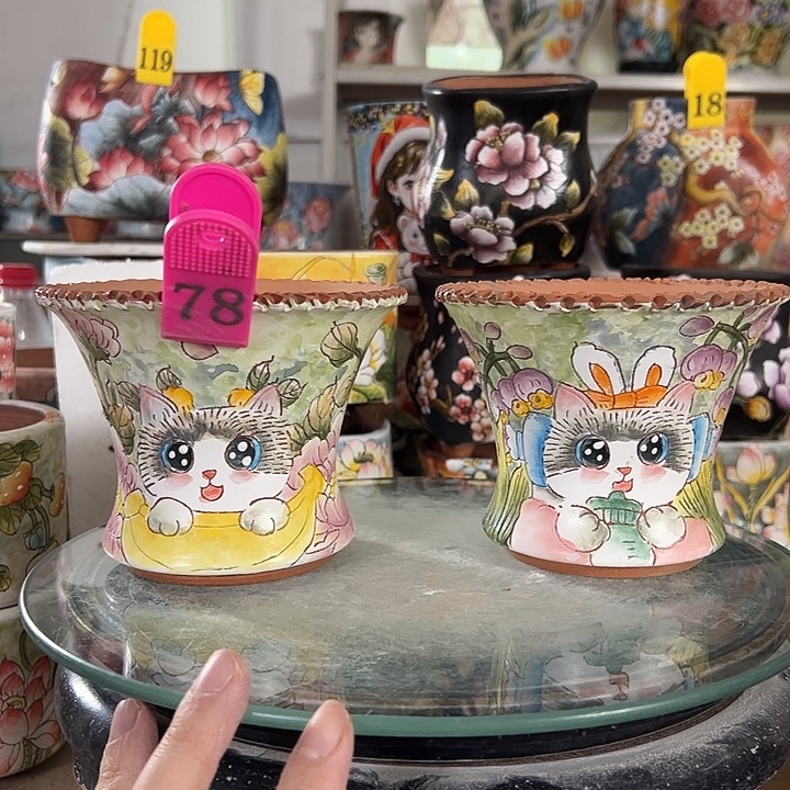 满38包邮 景德镇幸运花盆