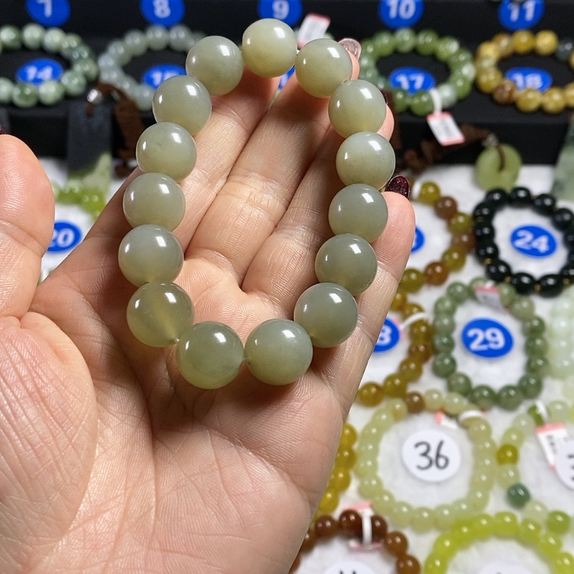 【闪购商品】蛇纹石玉手链未镶嵌卡14