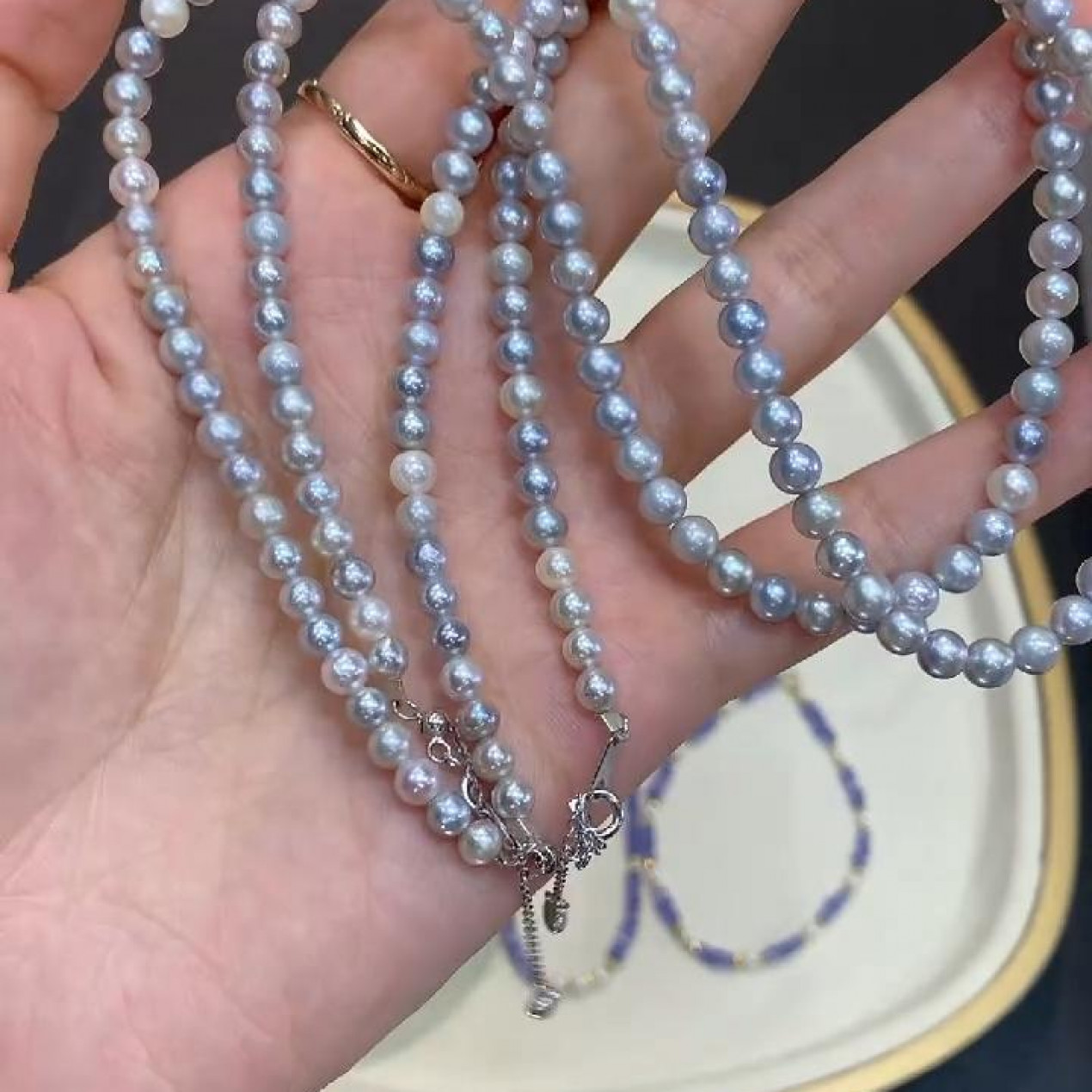 海水珍珠项链-卡4~5mm-多样性发一件-XT23-BK|BZZ2