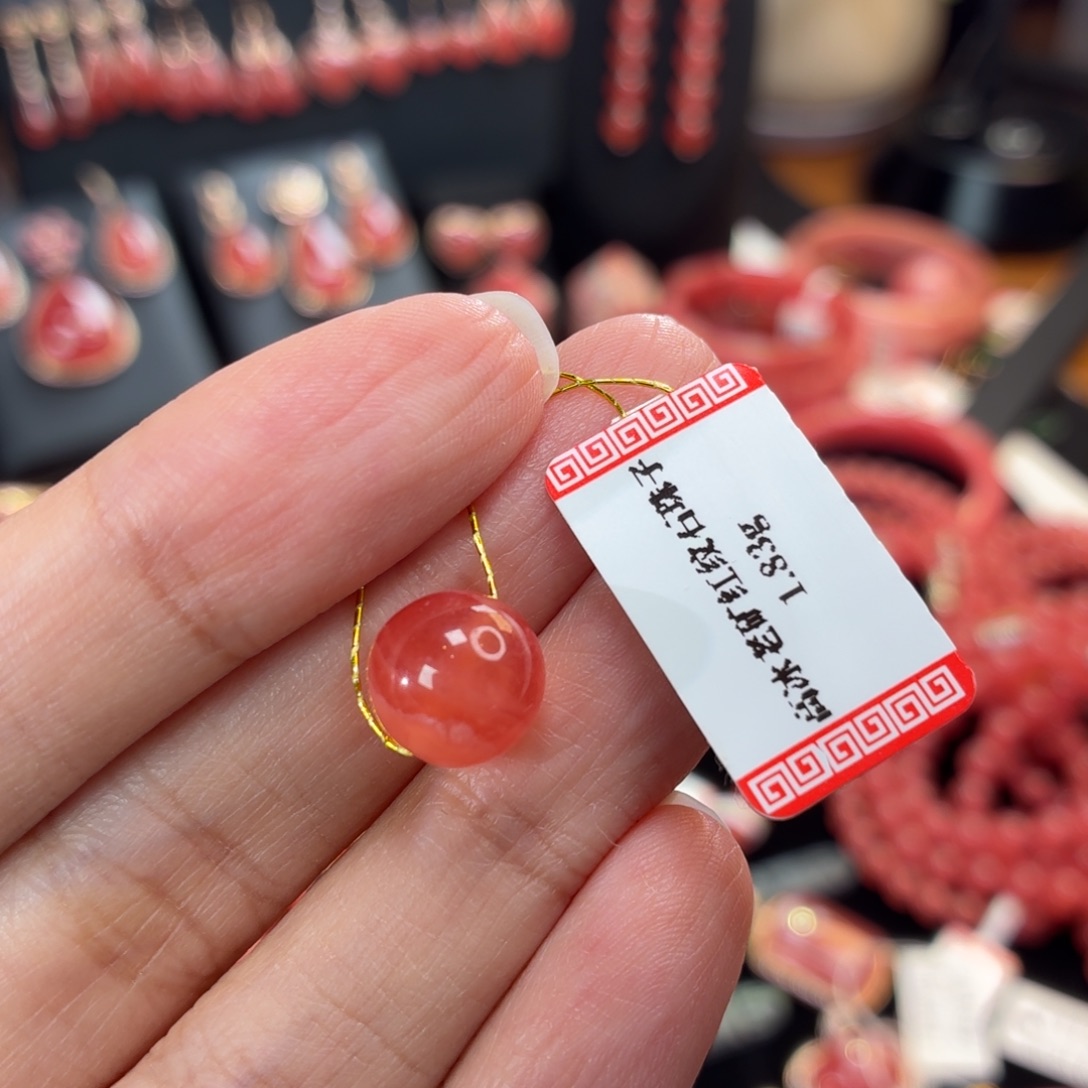 菱锰矿（红纹石）未镶嵌珠宝半成品1.83mm收藏级单珠
