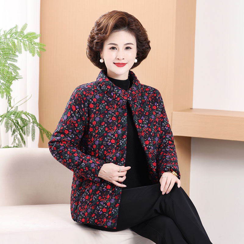 C548B-新秋冬装加厚加绒保暖棉袄中年妈妈棉衣中老年女碎花棉服