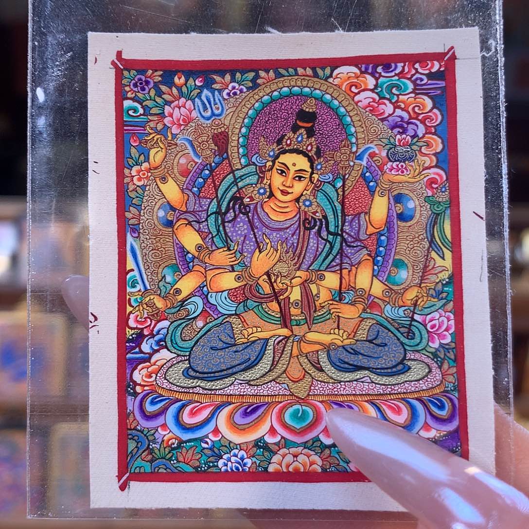 神***蛙吊坠热贡纯手绘唐卡祥光度母