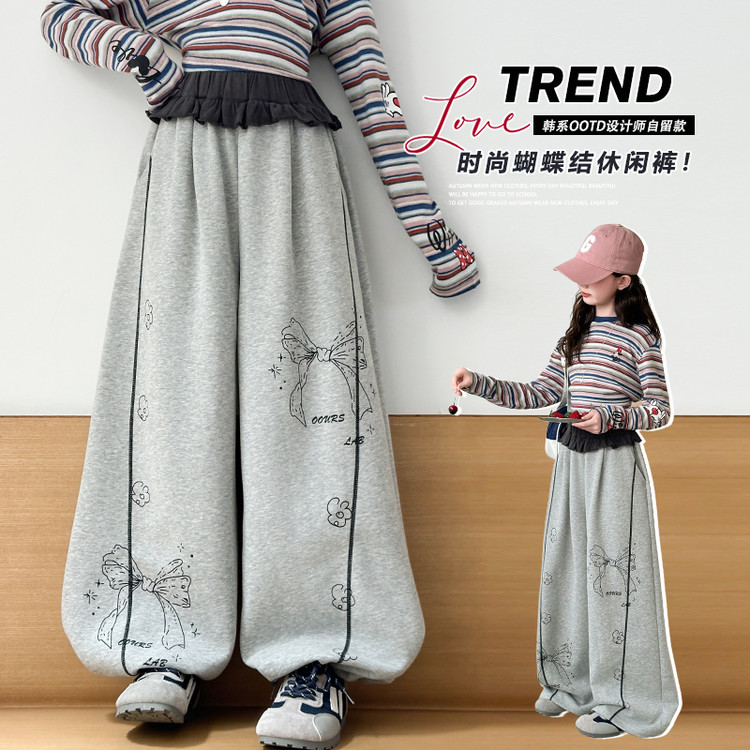 女童超好看韩系穿搭套装2025新款女大童早秋打底衫儿童运动阔腿裤