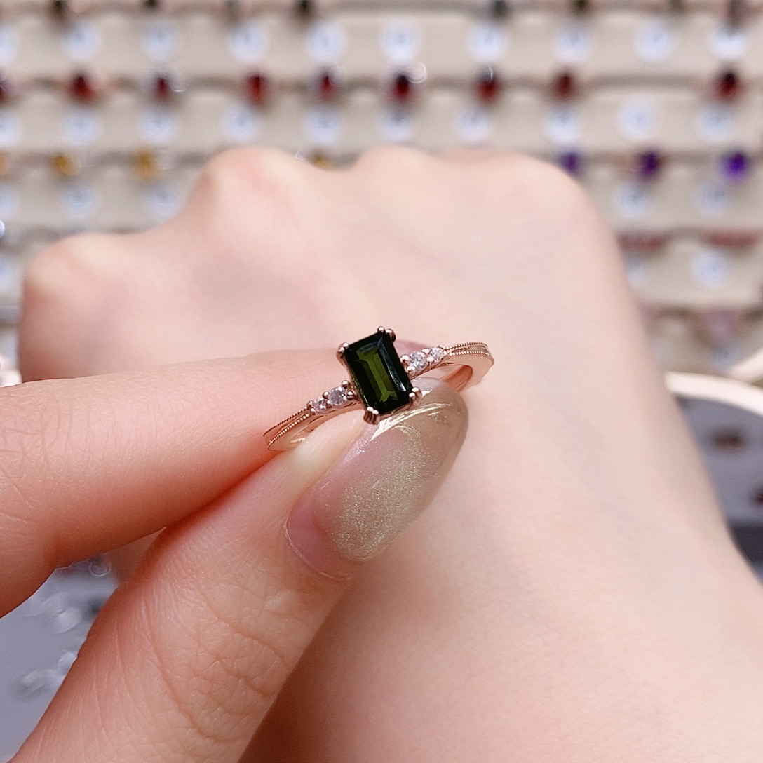 碧玺戒指银S925镶嵌戒指