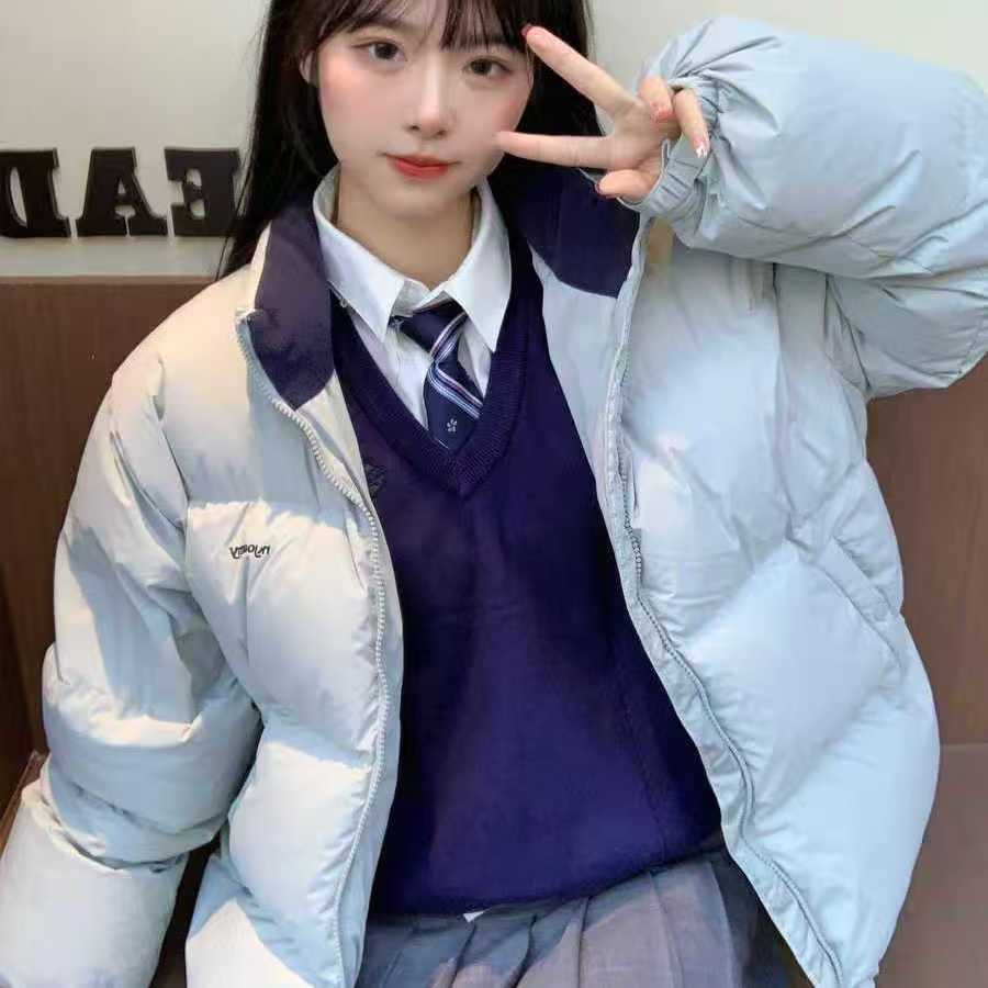 百搭潮流保暖情侣蓝色棉服厚款棉衣蓝色甜美韩系ins【C区】3663 C04