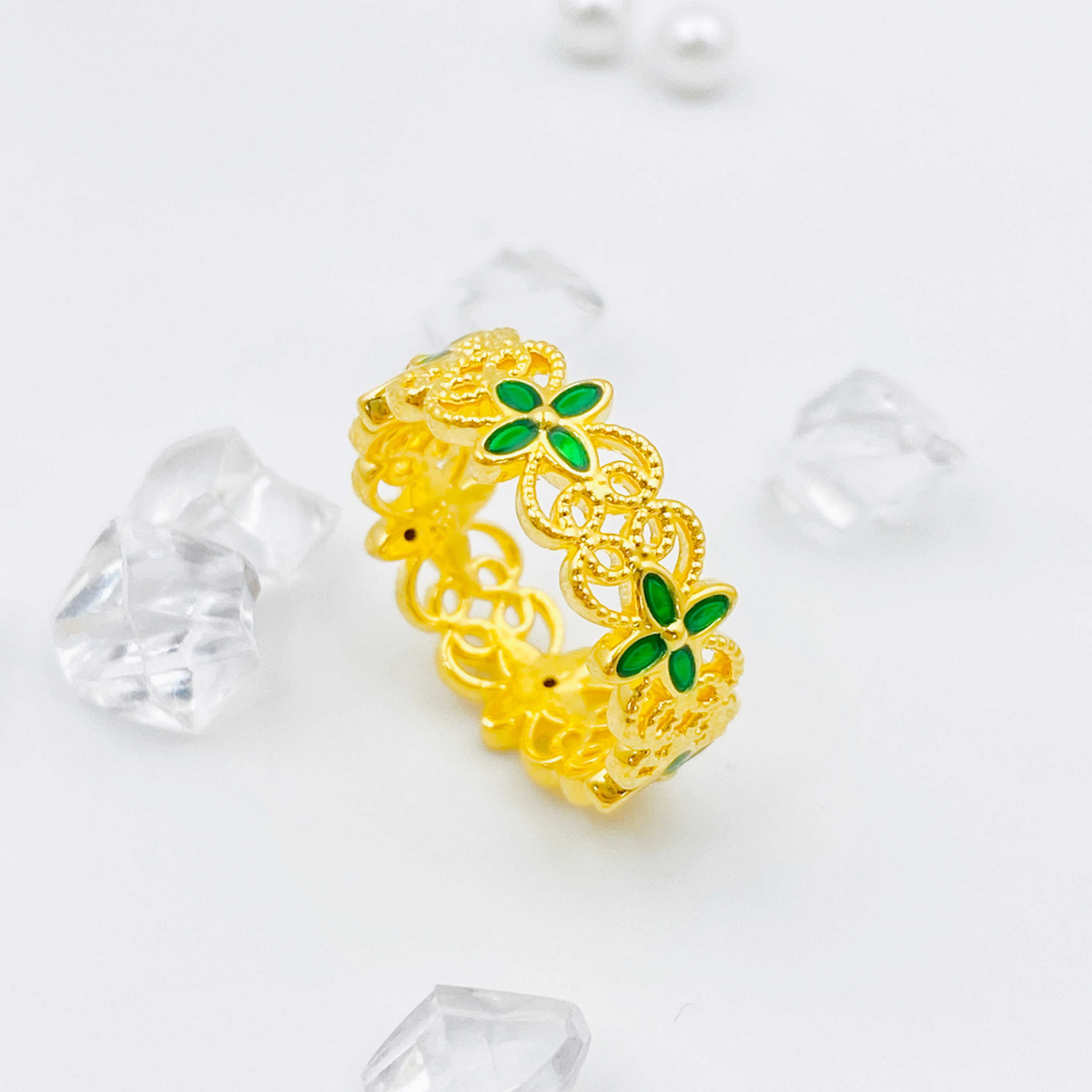 【国潮】足金999 珐琅四叶草戒指 1.74 17圈口