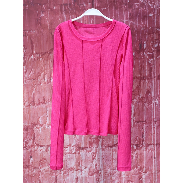 【韩哥女装】冰凉一夏定制面料洋红色鱼骨线条修身爽肤衣8918