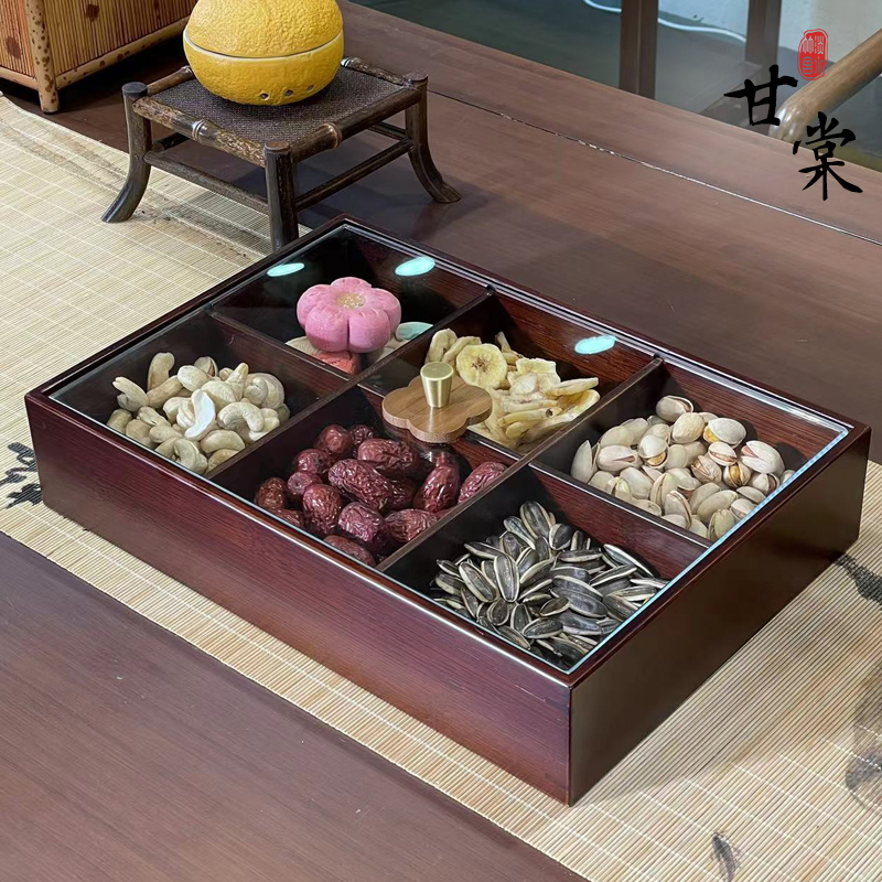 甘棠高山楠竹干果盘糖果盒新中式围炉煮茶家用收纳竹编零食茶桌
